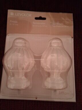 set of two Levolor curtain rod finials in white, designed for a 1-3/8 inch (3.49